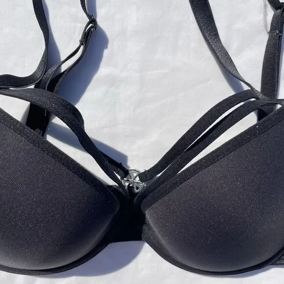 Marlies Dekker Push Up Bra US 32C Black Underwire Strappy - Picture 4 of 7